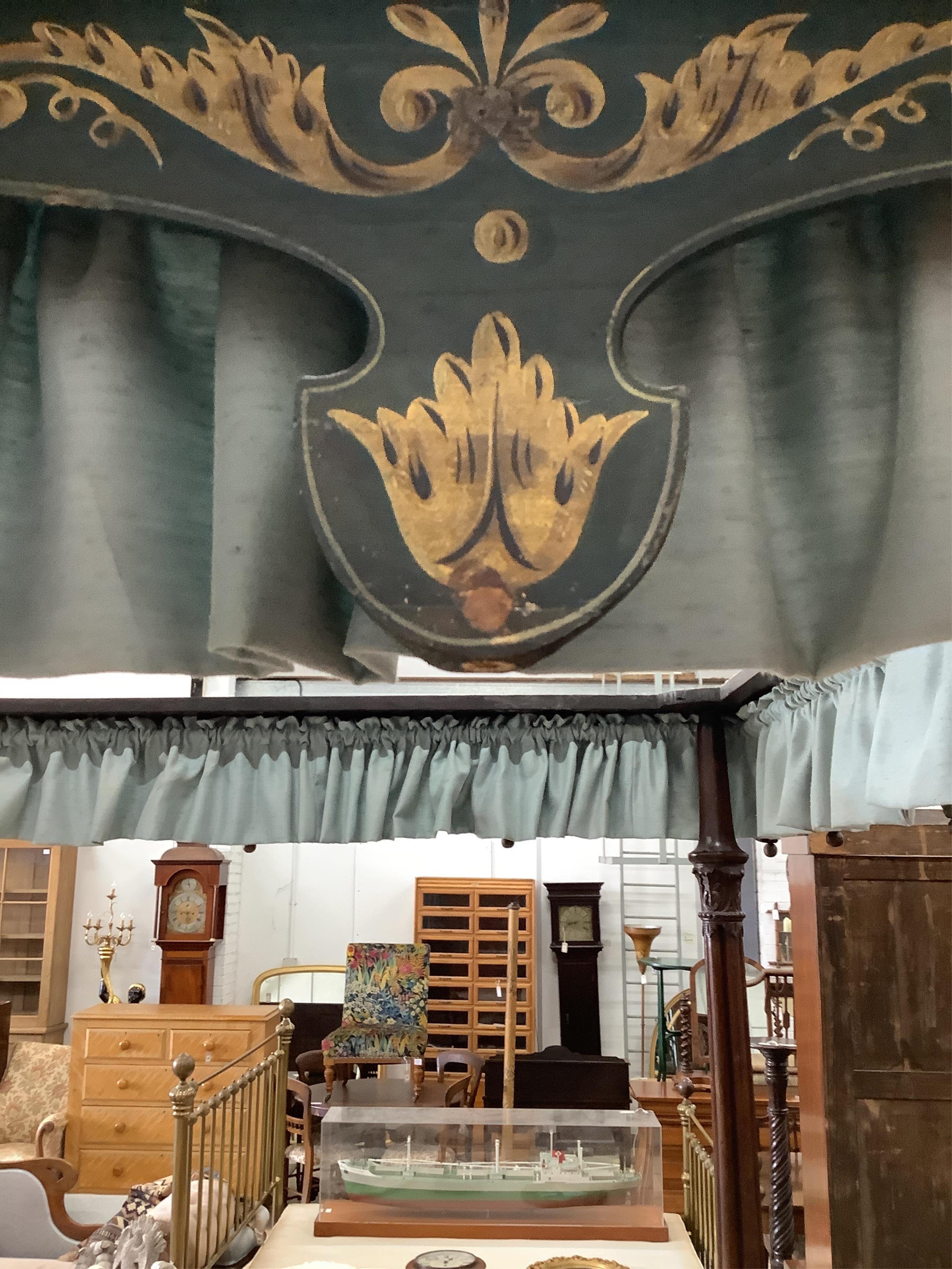 A George III and later mahogany four poster bed, width 140cm, length 200cm, height 232cm. Condition - fair